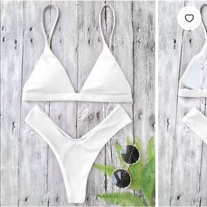 Zaful white ribbed bikini